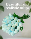 15 Pcs Fake Tulips Artificial Flowers Real Touch PU Faux Flowers Tulip Stems for Wedding Bouquet Floral Arrangement Home Party Office Decorations Mother's Day by CozyNest Decor