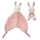 Organic Cotton Stuffed Animal Rattle Baby Toys, Plush Bunny Cuddle Cloth and Hand Grip Ring Rattles Plush Toy Set for Newborns Infant Boys Girls, 2 PCS by TinyTreasures Baby Boutique