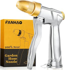 FANHAO Garden Hose Nozzle with Brass Tip, 100% Heavy Duty Metal Spray Nozzle High Pressure Water Nozzle with Adjustable Spray Patterns for Watering Plants, Washing Cars and Showering Pets by GreenHaven Gardens