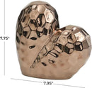 Deco 79 Ceramic Heart Decorative Sculpture Dimensional Angled Origami Inspired Home Decor Statue with Faceted Exterior, Accent Figurine 8" x 3" x 8", Rose Gold by CozyNest Decor