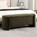 ROCTY Green Boucle Storage Bench - 50" Sherpa End of Bed Ottoman with Seating and Storage for Bedroom, Entryway, Living Room, Vanity or Makeup Room - Teddy Fabric by CozyNest Decor