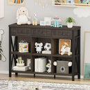 FATORRI Rustic 6 Cube Storage Organizer Bookshelf with 3 Drawers, Short Low Horizontal Bookshelf for Living Room, Industrial Wood and Metal Cubby Bookcase for Home Office (Walnut Brown, 47 Inch) by CozyNest Decor