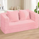 Folding Bean Bag Chair for Adults,3-in-1 Bean Bag Couch Faux Fur Floor Sofa Large Beanbag Convertible Bean Bag Sofa Bed with Pillow in Bedroom,Living Room,Apartment(Queen,Pink) by CozyNest Decor