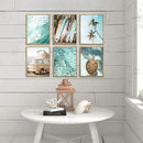 Laywhq Coastal Beach Wall Art Summer Ocean Surf Tropical Canvas Wall Decor Summer Nautical Palm Tree Turtle Surfboard Bus Room Paintings Prints Posters for Bedroom Living Room Set of 6 8x10in Unframed by CozyNest Decor