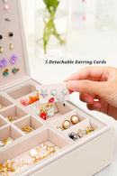 Girls Jewelry Box Earring Holder Organizer for Girls Jewelry Organizer Box Stud Earrings Organizer for Girls Womens Beige Jewelry Box for Earrings and Necklaces Rings Stud Earring Box for Teen by TinyTreasures Baby Boutique