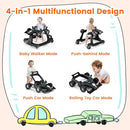 HONEY JOY 4-in-1 Baby Walker, Activity Push Walker w/3 Adjustable Heights, Smooth Wheels w/Adjustable Speed, Padded Seat, Music & Light, Foldable Car Walker for Baby Boys Girls Age 6 Months+ (Black) by TinyTreasures Baby Boutique