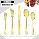 20 Pcs Gold Silverware Set for 4 with Classical Flower Embossed Design, Food Grade Stainless Steel Flatware Set, Eating Utensils Sets Include Fork/Knife/Spoon, Cutlery Set, Dishwasher Safe by CozyNest Decor