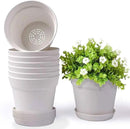 Homenote Pots for Plants, 8 Pcs 7.5 Inch Plastic Planters with Multiple Drainage Holes and Tray - Plant Pots for All Home Garden Flowers Succulents, Cream White by GreenHaven Gardens