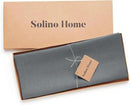 Solino Home Linen Table Runner 108 Inches Long - 100% Pure Linen Dark Grey Dining Table Runner 14 x 108 Inch for Fall, Autumn, Halloween, Thanksgiving - Fete by CozyNest Decor