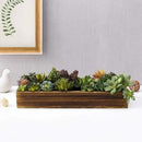 MyGift Artificial Succulent Centerpiece, 15.75 Inch Faux Succulents Arrangement Plants in Rustic Burnt Wood Rectangular Planter Box by CozyNest Decor