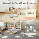 Extra Large Foldable Play Mat, Reversible Baby Play Mat with Edge Reinforcement, Non-Toxic & Waterproof Baby Mat for Floor, Foam Playmat for Infants Toddlers, Rainbow, Cloud & Moon, 50''x50'' by TinyTreasures Baby Boutique