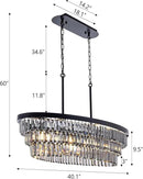 TOCHIC Chandelier for Dining Room 40 inch, Modern Crystal Chandelier for Living Room, Black Kitchen Chandelier Island Lighting, Oval Contemporary Ceiling Light Fixture for Bedroom, Smoke Grey by CozyNest Decor