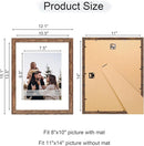 11x14 Picture Frame Set of 4, 11 x 14 Wood Photo Frames with Mat for 8x10, Natural Wooden Frame with Real Glass Cover for Wall and Tabletop Display,Rustic Brown by CozyNest Decor