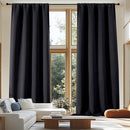Simplebrand Ava Blackout Extra Long 10ft Curtains for Patio 120 Inches Long 2 Panels Set, Solid Thermal Insulated Energy Saving Rod Pocket Window Treatment Curtains Blackout Drapes, 50 Wx120 L, Black by TinyTreasures Baby Boutique