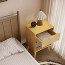 Fluted Night Stand with Opening Storage,Mid Century Bedside Table with Drawer,Wood Nightstand with Solid Wood Legs,End Table Side Table for Living Room,Bedroom,Natural CTG56Y by CozyNest Decor