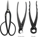 Wazakura Made in Japan 5PCS Bonsai Tool Kit with Roll Bag: Yasugi Steel Ashinaga Bonsai Scissors, Concave Branch Cutter, Knob Cutter, Wire Cutter, Tweezers - 5 Tools Ashinaga Set with Case by GreenHaven Gardens