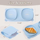 Silicone Foldable Novelty Dinner Plates,Suction Plates for Baby Travel Essential with Forks and Spoons,Microwave & Dishwasher Safe,Baby Blue by TinyTreasures Baby Boutique