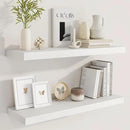 Fun Memories Floating Shelves for Wall, 30 Inch Rustic Wood Wall Mounted Shelves for Bathroom, Bedroom, Kitchen, Living Room, Deep Floating Shelves for Storage & Home Decor (White, Set of 2)