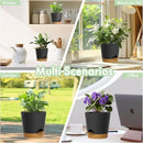 7/6.5/6/5.5/5/4 inch Self Watering Pots for Indoor Outdoor Plants, 6 Pack Plastic Flower Planters with Drainage Holes and Removable Saucers, Plant Pots with Wicking Rope, Black Brown by GreenHaven Gardens