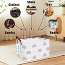 LANGYASHAN Rectangular Storage Bin Collapse Canvas Fabric Cartoon Storage Basket with Handles for Organizing Home Kitchen Boys and Girls Toys Office Closet Shelf Baskets(Rec Cloud Rainbow) by TinyTreasures Baby Boutique