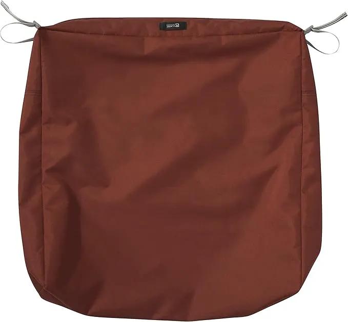 Classic Accessories Ravenna Water-Resistant 25 x 25 x 5 Inch Square Patio Seat Cushion Slip Cover & Foam, Spice, Lounge Chair Cushion, photo 10 of 19