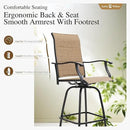 Sophia & William Outdoor Bar Set, Patio Bar Table and Chairs Set, Bar Height Patio Set - 6 x Swivel Bar Chairs(Brown-Padded), 1 x Rectangular Bar Table(Black) by CozyNest Decor