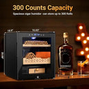 Electric Humidor for Cigars, 50L 300 Counts Large Capacity,Thermostatic Desktop Electric Cooler Cabinet with Digital LED Screen, Safety Lock,Smart Humidity & Temp Control, Gifts for Men by CozyNest Decor