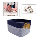 COMFY-HOMI 3PACK Rectangular Cotton Rope Basket With Handles for Shelves|Dog Toy|Baby Gift - Dark Blue (13.5" x 11" x 9.5") by TinyTreasures Baby Boutique