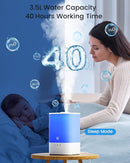 Esemoil Humidifiers for Bedroom, 3.5L Top Fill Cool Mist Humidifier for Baby Nursery & Plants, Oil Diffuser, 40 Hour & 8 Color Night Light, 28dB Quiet, 360° Nozzle, Auto Shut-Off and BPA Free by TinyTreasures Baby Boutique