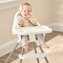 Regalo High Chair for Babies and Toddlers, Easy to Clean, Sturdy Award Winning Brand, Removable Oversized Tray with Cup Holder, Five Point Harness, White by TinyTreasures Baby Boutique