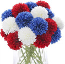 Kimura's Cabin 21Pcs Faux Chrysanthemum Flowers 4th of July Patriotic Flower Decor Artificial Mums Memorial Day Fake Ball Flower Home Event Table Centerpieces DIY Decoratio (Red White Blue by CozyNest Decor