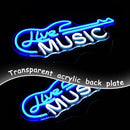 Guitar Neon Sign Blue White Live Music for Wall Decor Dimmable Guitar Led Light up Sign Letter Neon Signs Art Decorative Lights for Music Studio Live Streams Nightclub by GreenHaven Gardens
