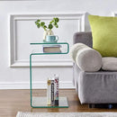 Glass Nightstand,Side Table,S-Shaped End Table for Living Room,Bedside Table for Bedroom (Clear) by CozyNest Decor