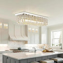 Siljoy Modern Crystal Chandelier 8-Lights Rectangular Flush Mount Pendant Ceiling Light Fixture Rectangle K9 Crystal Raindrop Chandelier for Dining Living Room Kitchen Island L40'' x W10'' x H10' by CozyNest Decor
