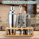 Cocktail Shaker Set, Mixology Bartender Kit 10-Piece Bar Tool Set with Stylish Bamboo Stand, Bar kit: Matini Shaker Mixing Spoon Muddler Jigger Cocksrew for Barware Set by CozyNest Decor