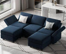 Belffin Modular Sectional Sofa with Double Chaise Velvet U Shaped Sofa Reversible Sectional Couch with Storage Blue by CozyNest Decor