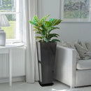 KOL 28''H. Tall Galvanized Steel Glazed Planter with Insert, Set of 2, Planter Pots for Indoor & Outdoor Use, Decorative Flower Plant Pots with Drainage Hole for Front Porch, Patio, Deck - Black by GreenHaven Gardens