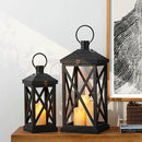 Glitzhome Modern Farmhouse Wooden Lantern Hanging Decorative Candle Lantern for Outdoor & Indoor Black Set of 2 (No Glass) by CozyNest Decor