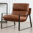 DUOMAY Mid-Century Accent Chair Armchair, Comfy PU Leather Leisure Chair Lazy Chair with Brozen Metal Leg for Living Room Bedroom Office Apartment, Brown by CozyNest Decor