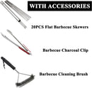 Charcoal Grills Commercial Quality Portable Multiple Size Hibachi BBQ Lamb Skewer Folded Camping Barbecue Grill for Backyard Party Picnic Use(31.6x7.1x5.1 inch With Accessories),BLACK by GreenHaven Gardens