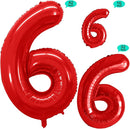 GOER Red Foil Balloons Number 6,Huge Number Balloons for 6th 66th Birthday Party Supplies Anniversary Decorations (3 pcs,42 inch,32 inch,16inch) by TinyTreasures Baby Boutique
