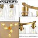 6-Light Gold Chandeliers for Dining Room, Modern Kitchen Island Light Fixtures Over Table, Metal Hanging Pendant Lighting for Living Room Stairwell Entryway Bedroom, Clear Glass Shade by CozyNest Decor
