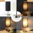 Bedside Lamp with USB Port - Touch Control Table Lamp for Bedroom Wood 3 Way Dimmable Nightstand Lamp with Round Black Shade for Living Room, Dorm, Home Office (LED Bulb Included) (Blacl2) by CozyNest Decor