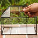 HighFree Geometric Terrarium Planter with Swing Lid, House Shape Black Handmade Glass Box, Vintage Tabletop Miniature Terrarium, for Succulent, Cacti, Air Plants (Not Watertight - 9.2x5.5x7.3 inch) by GreenHaven Gardens