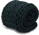 Nuzzie Chunky Knit Blanket - Breathable, Cooling, Hand Made Knit Throw Blanket for Sleep - Machine Washable, Stylish Decor Design (Forest Green, Throw | 12lbs | 44" x60) by CozyNest Decor