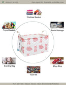 Rectangular Folding Laundry Basket,waterproof Canvas Basket,gift basket,Suitable for children's room,Office,Clothes,Toys Storage(Pink lace dance shoes) by TinyTreasures Baby Boutique