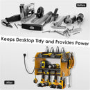 CCCEI Set Power Tool Organizer Wall Mount with Charging Station. Garage 4 Drill Storage Shelf with Hooks, Heavy Duty Metal Tool Battery Charger Organizer. Shop Utility Rack with Power Strip Yellow. by GreenHaven Gardens