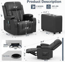 Recliner Chairs with Recliner Side Table End Table for Adults, Massage Rocker, USB Ports, 360 Degree Swivel Single Sofa Seat Living Room by CozyNest Decor