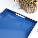 Spsyrine Blue Decorative Serving Tray with Handles, Elegant Plastic Coffee Table Tray for Ottoman, Living Room, Home Decor 15.6" X 10.2" by CozyNest Decor