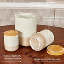 Yangbaga Canister Sets for Kitchen Counter, 80 OZ Large Ceramic Food Storage Jars with Airtight Wood Lids, Large Kitchen Canisters for Coffee, Sugar, Tea, Flour, Spice by CozyNest Decor